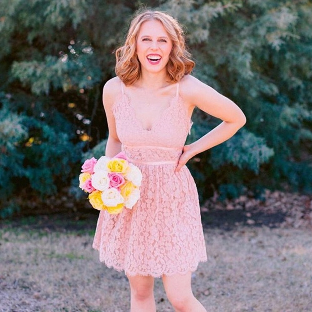 Pink Lace Mini Dress